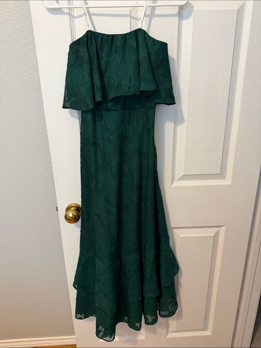 Lulu's Emerald One-Shoulder Floral Lace Gown